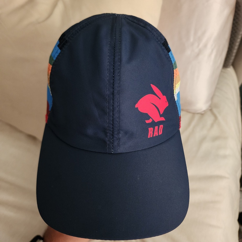 Rabbit Running Hat Unisex OSFM Navy Blue Excellent Rainbow Mesh RAD Performance - Picture 3 of 7